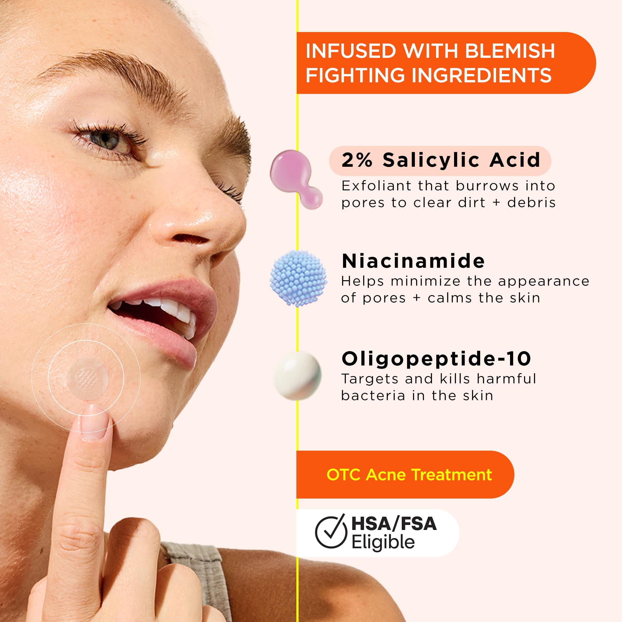 Close-up of ZitSticka Killa microdarts delivering actives to zit