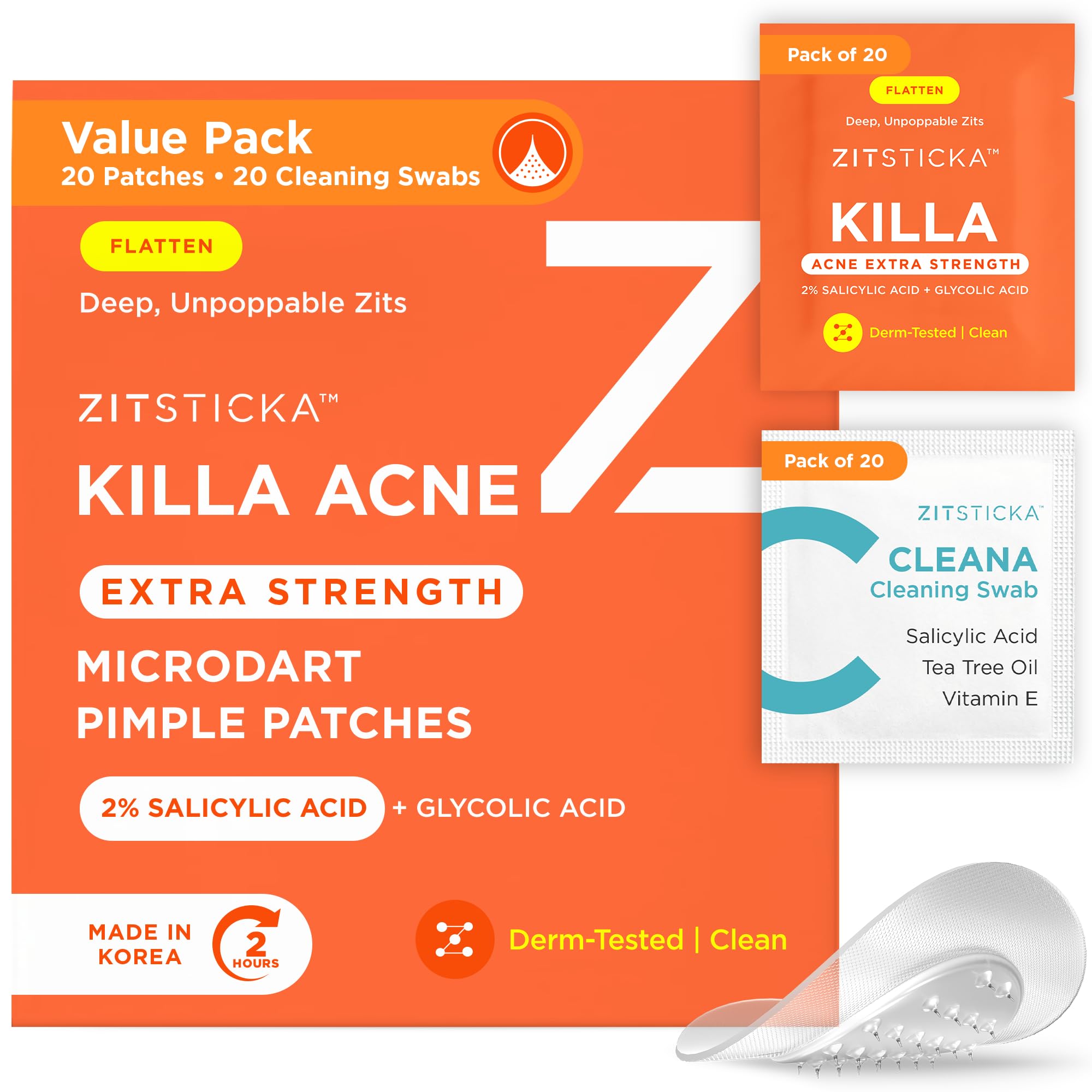 ZitSticka KILLA extra-strength patches on face delivering rapid actives to a zit.