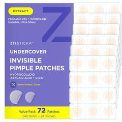 ZitSticka Undercover 72ct packaging shows ultra-thin patches for discreet blemish care.