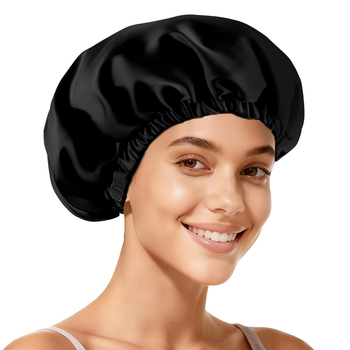 Bonete Zixsavk de doble capa, interior de seda, protege el cabello al dormir.