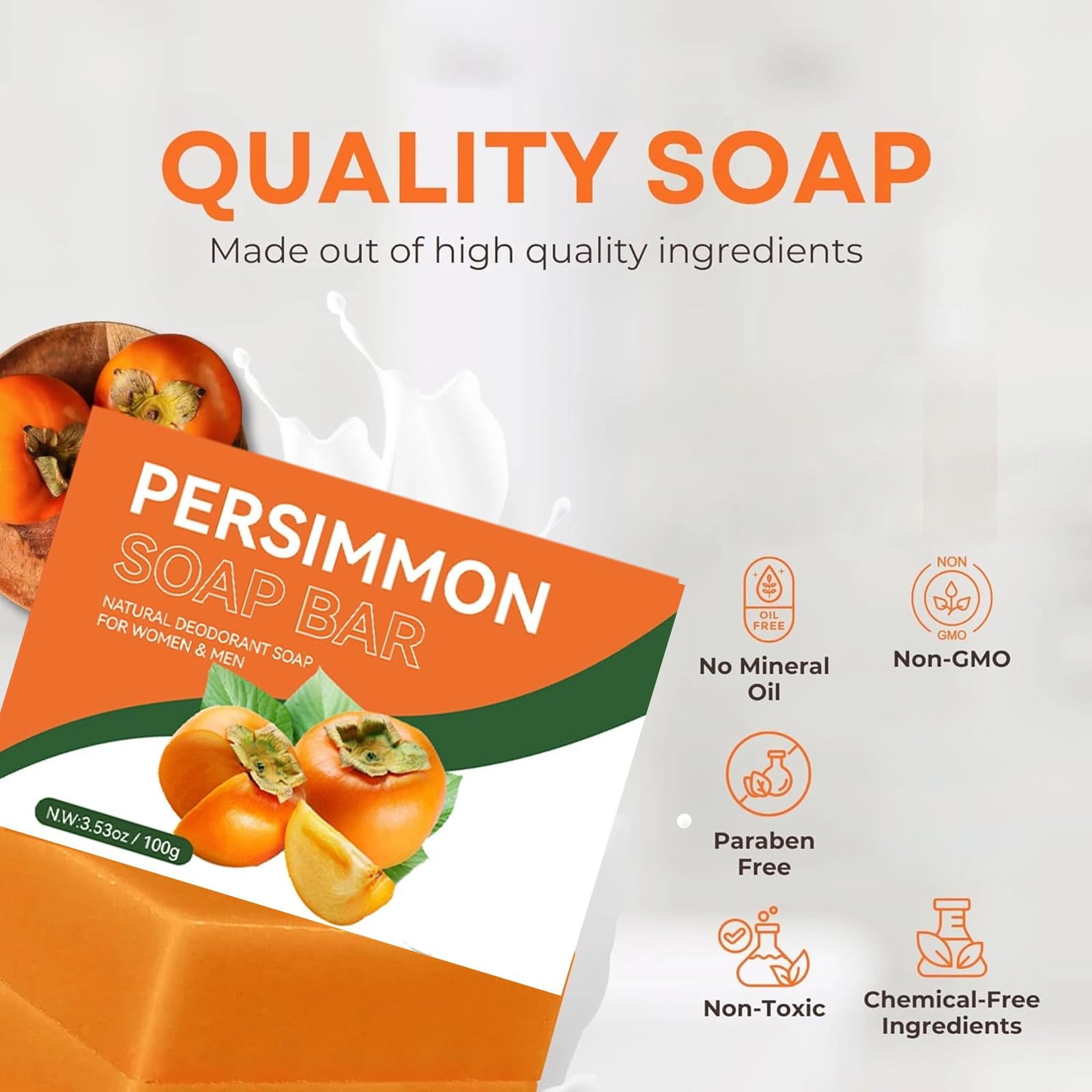 ZIYIME persimmon soap bar in daily bath routine for all skin types
