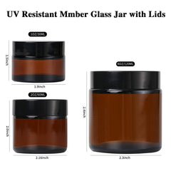 ZIYIZE amber glass jar four-pack front view highlights portable travel-friendly design.