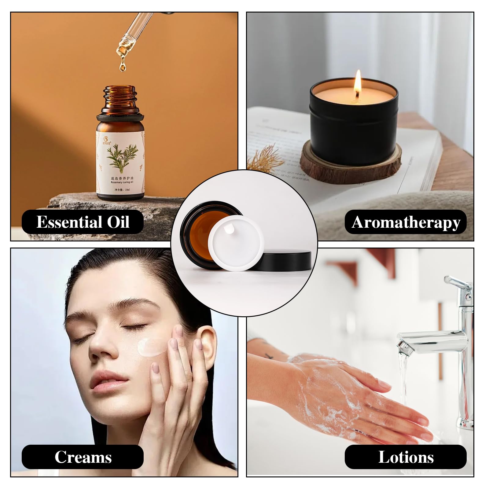 ZIYIZE amber glass jar ideal for creams and lotions on the go.