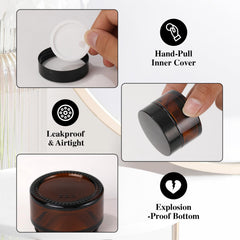 ZIYIZE amber glass jar sealed cap showcases dual-seal protection against leaks.