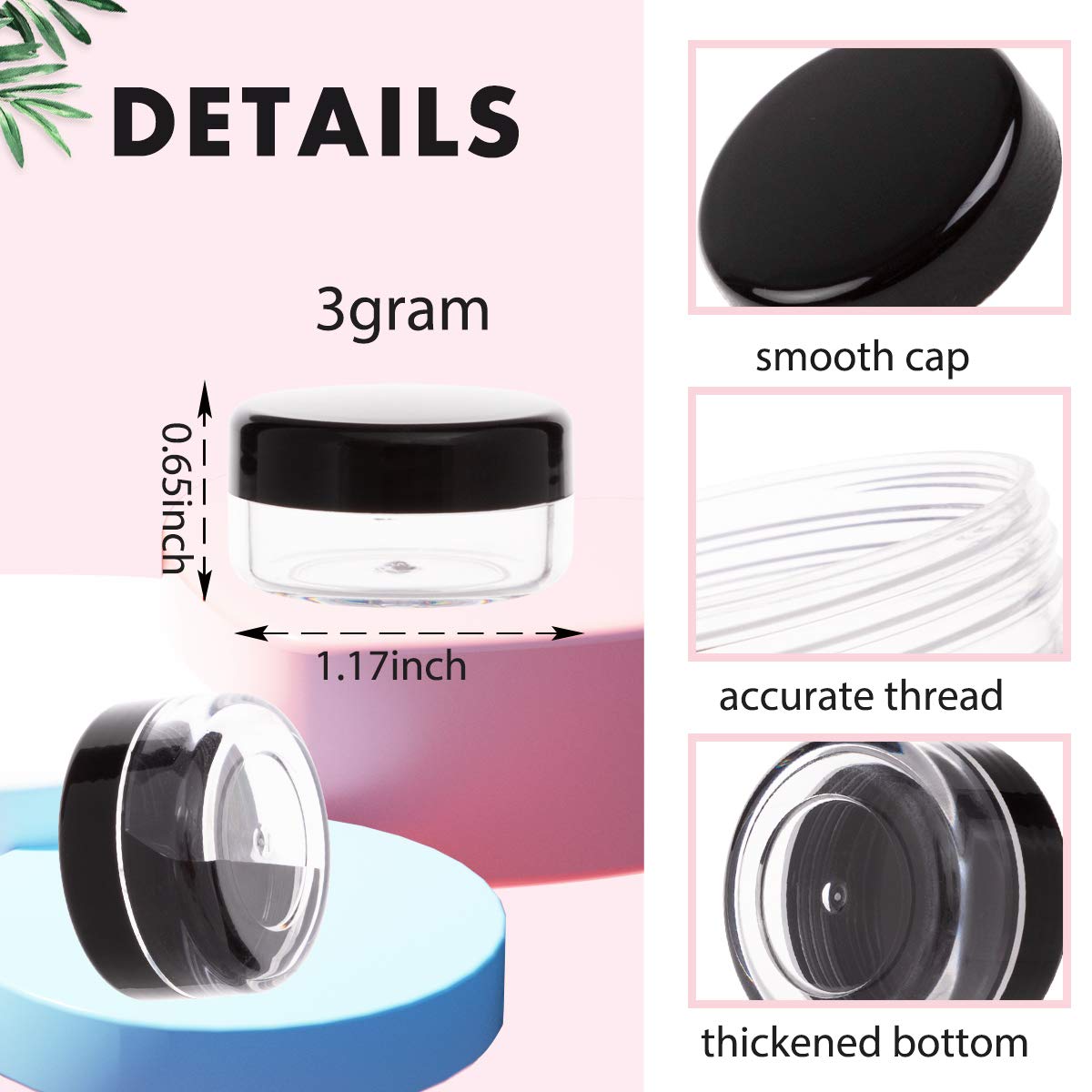 ZIZEMOJA 3g sample jar open lid, easy filling and cleaning.