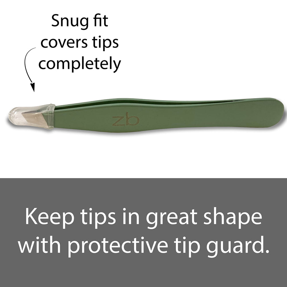 Zizzili Basics tweezers with protective pouch shown for safe storage.