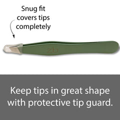 Zizzili Basics tweezers with protective pouch shown for safe storage.