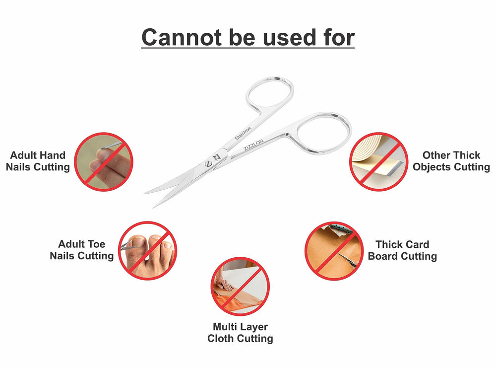 ZIZZLON Cuticle Scissors dry-skin care around brows and beard with curved blades.