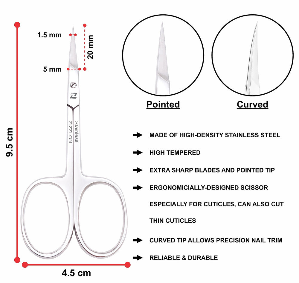 ZIZZLON Cuticle Scissors multiuse in eyebrow trimming for clean shaping.