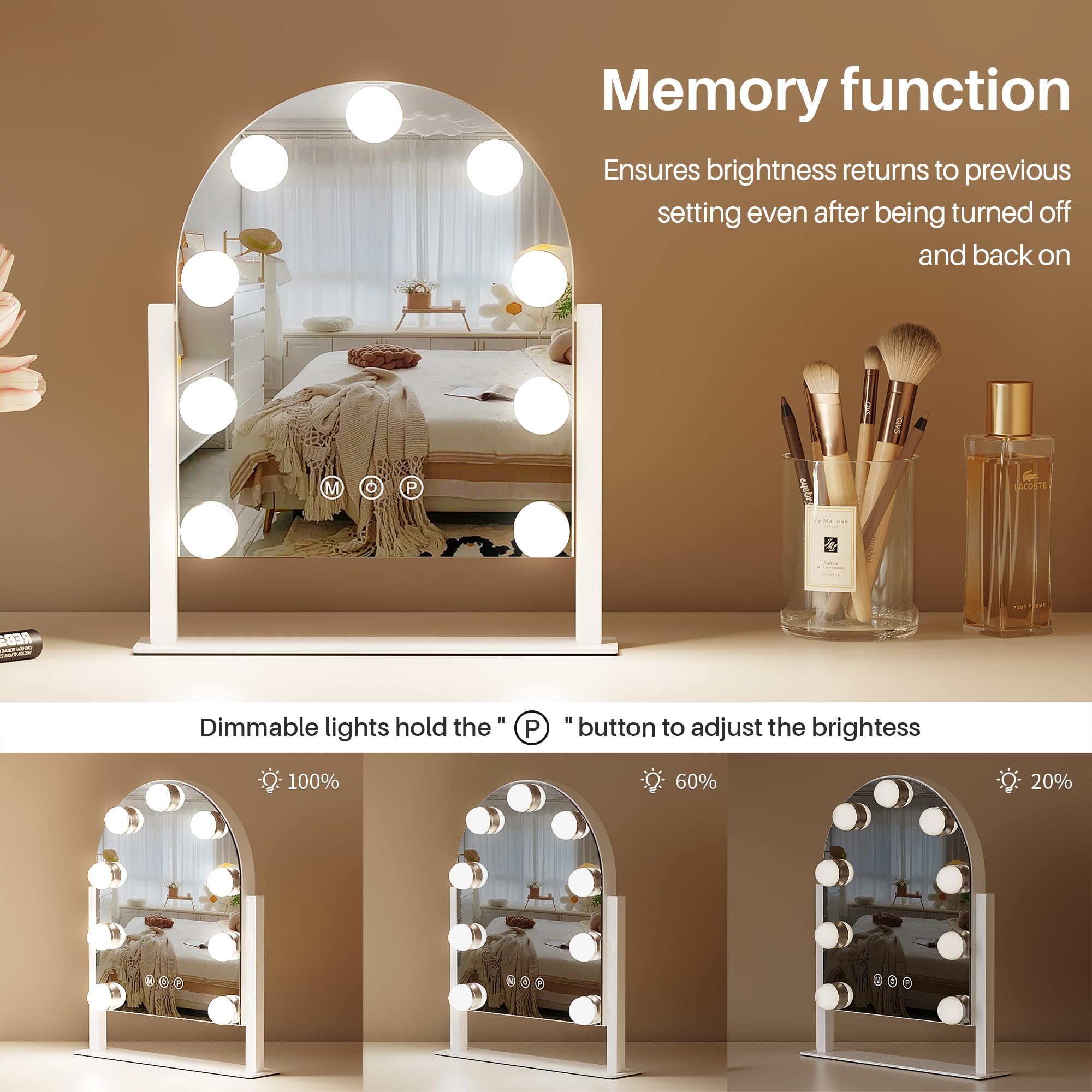 ZL ZELing makeup mirror 360° rotation provides flexible viewing angles.