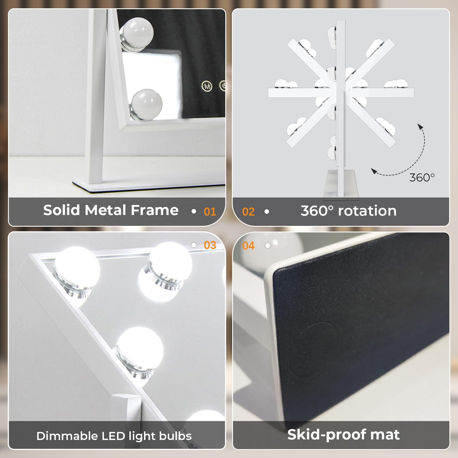 ZL ZELing vanity mirror aluminum frame provides sturdy stability.