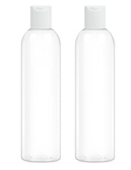 ZLEVEAYN 2-pack 8oz clear bottles with disc caps, front view for easy dispensing.