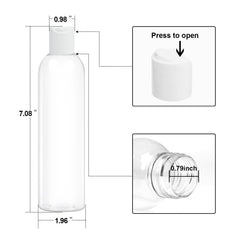 ZLEVEAYN 2-pack 8oz clear bottles, side view showing leak-proof disc-cap design.