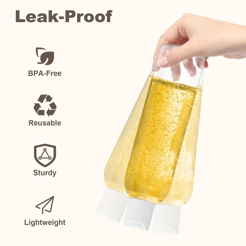ZLEVEAYN clear PET bottles, BPA-free material for safe storage.
