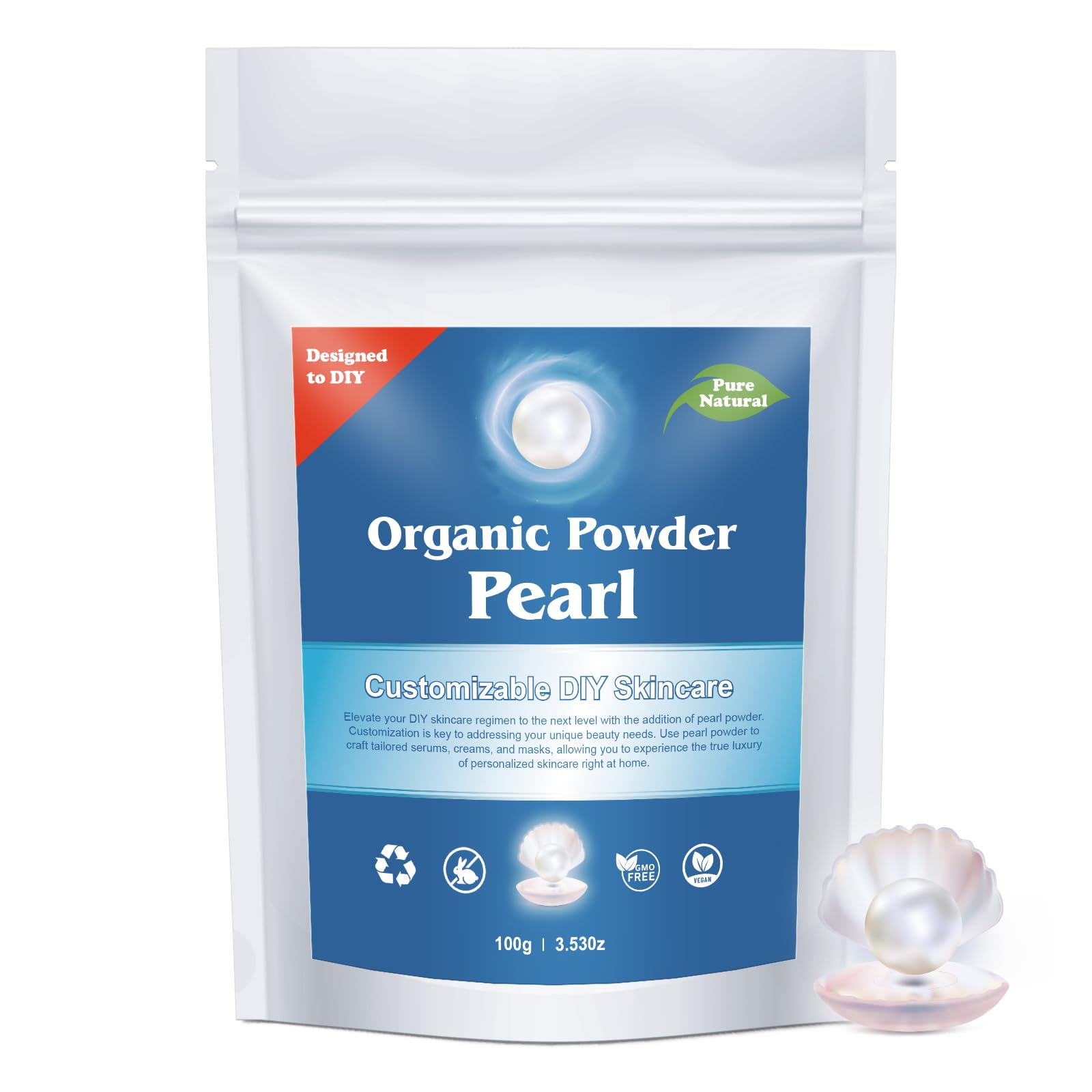 Zlimer Freshwater Pearl Powder packaging close-up for premium skincare benefits.