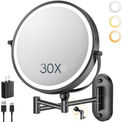 ZLOKLA 9-inch wall-mounted mirror with extendable arm for versatile positioning during makeup