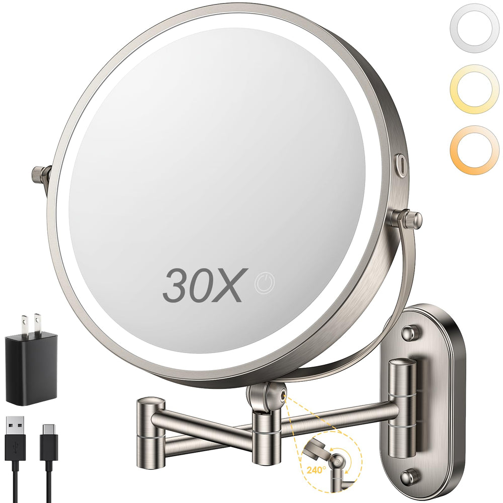 ZLOKLA 9in wall-mounted mirror with extended arm for flexible positioning and space-saving design.