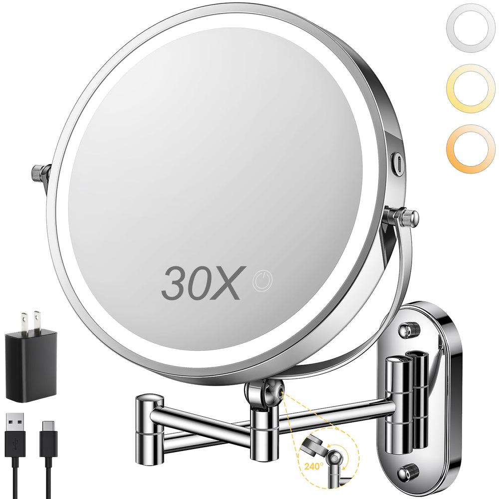 ZLOKLA 9-inch wall-mounted mirror front view for precise makeup application with 1x magnification
