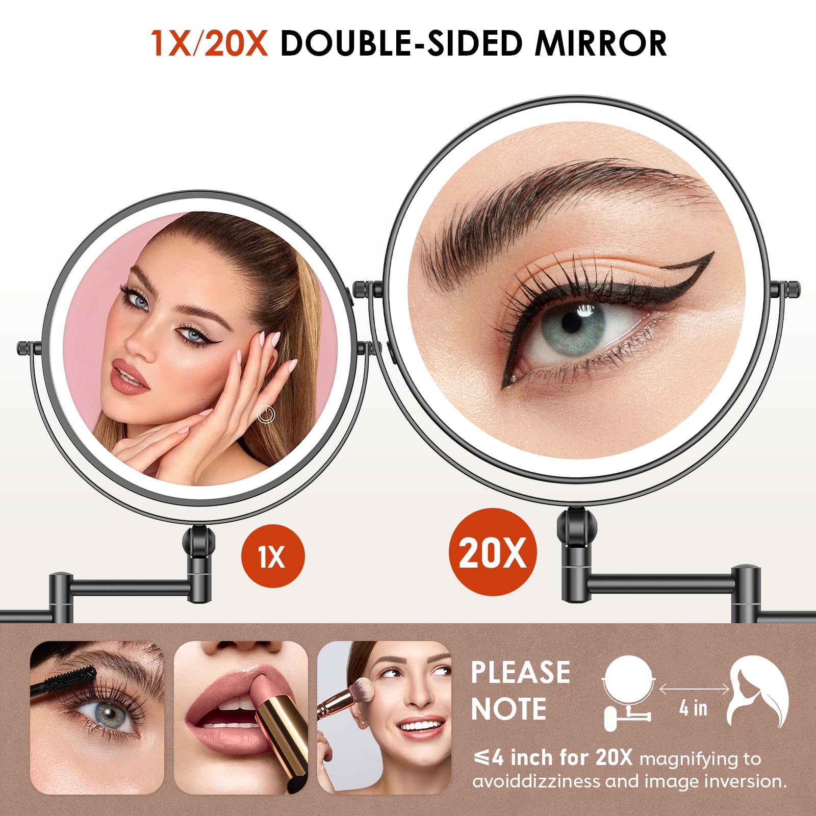 ZLOKLA double-sided 1X/20X magnification for detailing like mascara or brows
