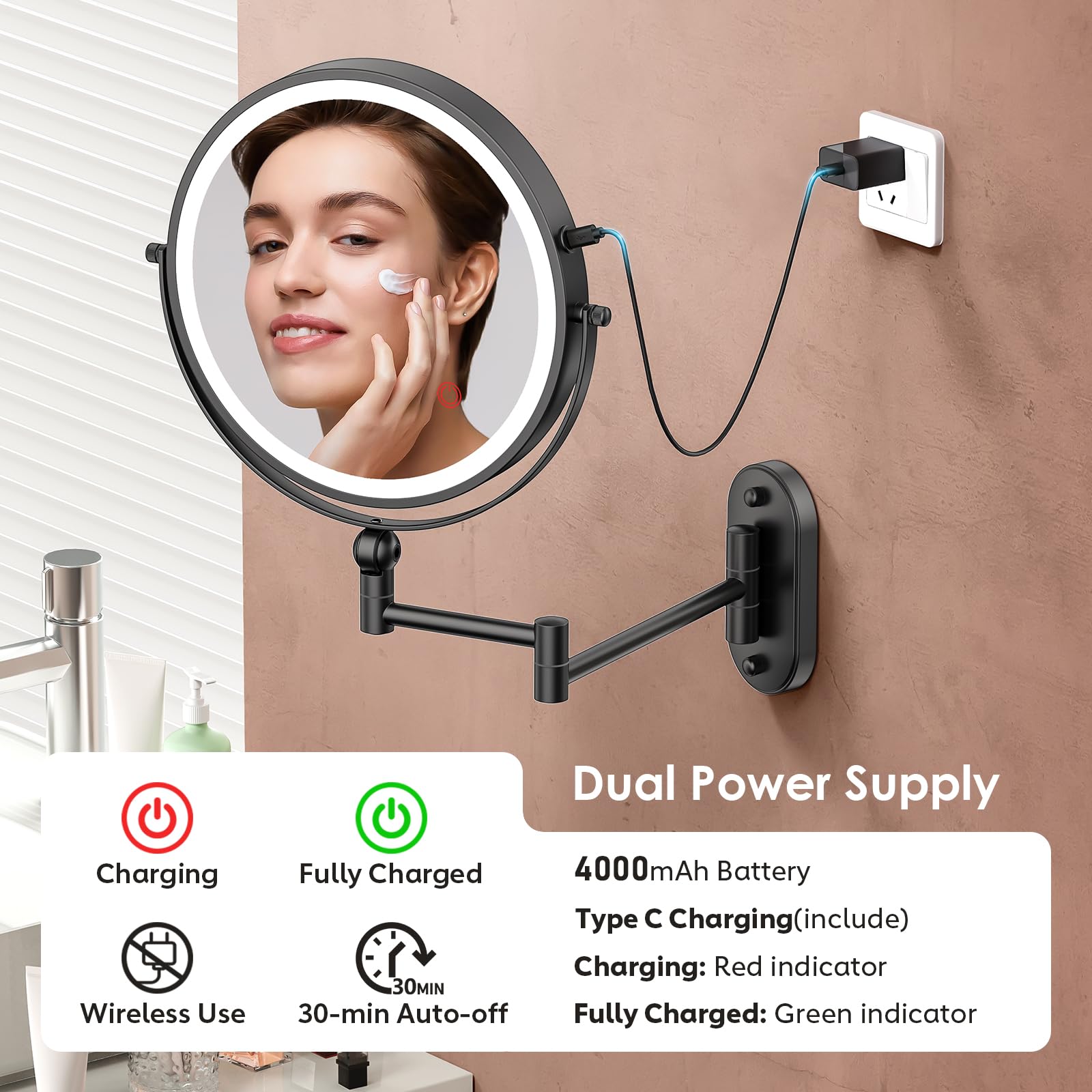ZLOKLA three-color dimmable LED lighting for tone-accurate makeup
