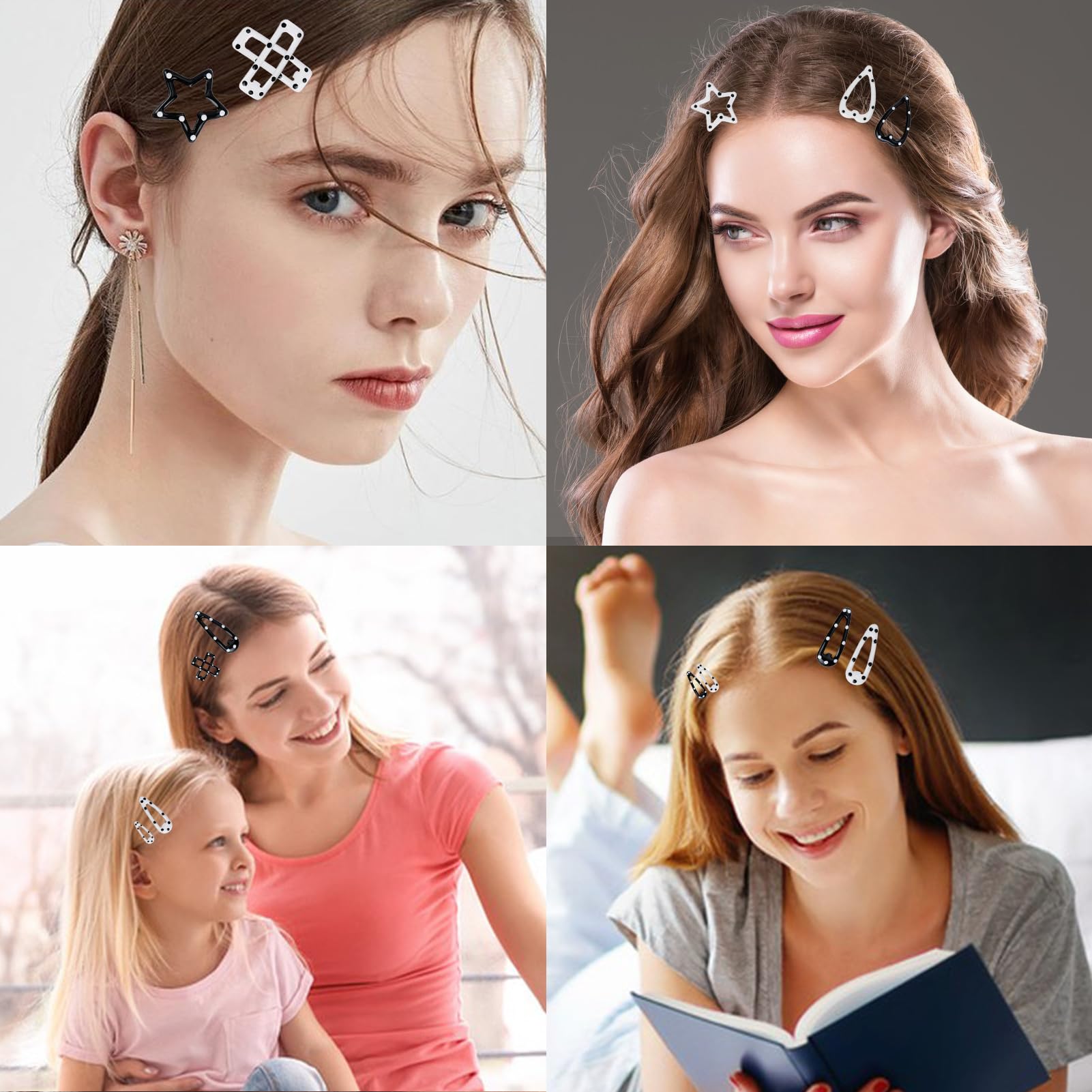 ZLSPTK drop hair clip in black and white, versatile for bangs.