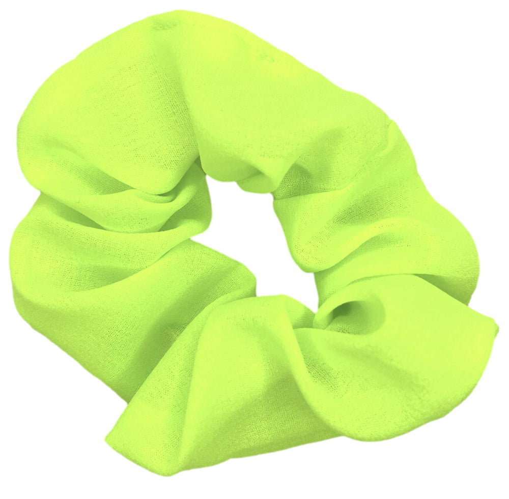 ZLXO NOVELTIES Neon Scrunchies Blue Ponytail shows secure hold in active wear.