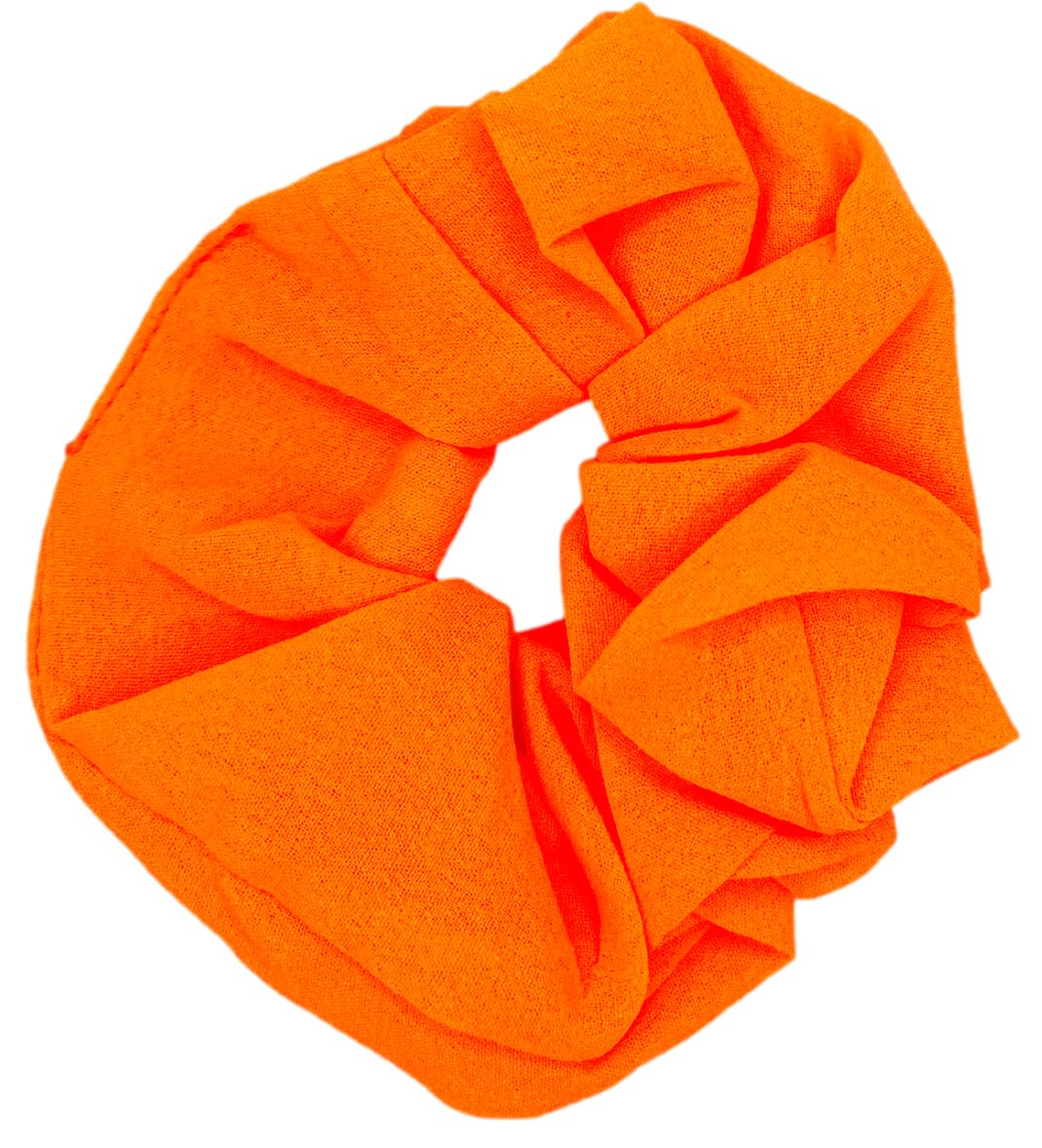 ZLXO NOVELTIES Neon Scrunchies Orange Closeup suggests retro 80s vibe for outfits.