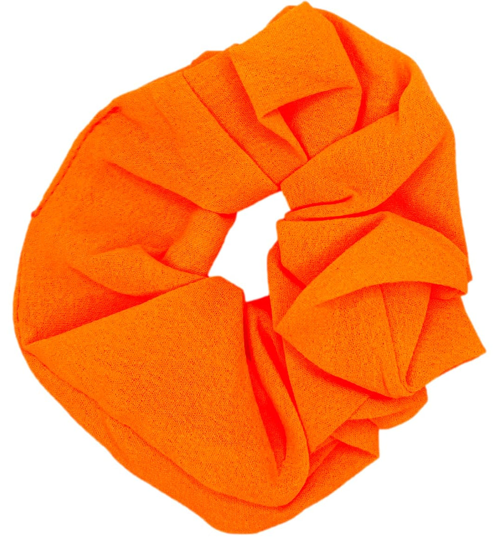 ZLXO NOVELTIES Neon Scrunchies Orange Closeup suggests retro 80s vibe for outfits.