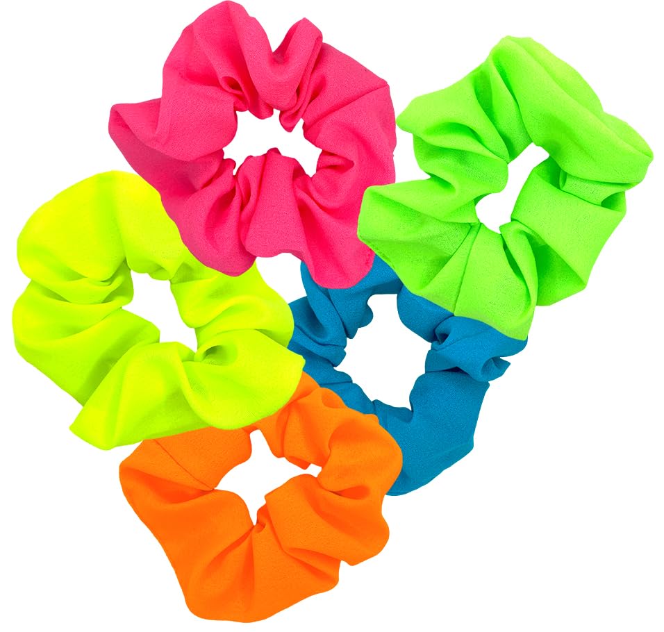 ZLXO NOVELTIES Neon Scrunchies Pack5 Multicolor for bold color and versatile hairstyles.