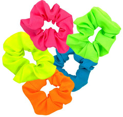 ZLXO NOVELTIES Neon Scrunchies Pack5 Multicolor for bold color and versatile hairstyles.
