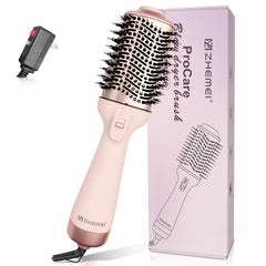 ZM ZHEMEI hair dryer brush rosegold front view adds shine with 1300W power