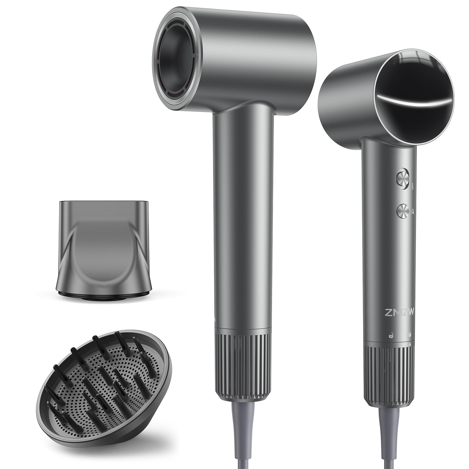 ZMZW hair dryer with 160,000 RPM motor enables rapid drying.