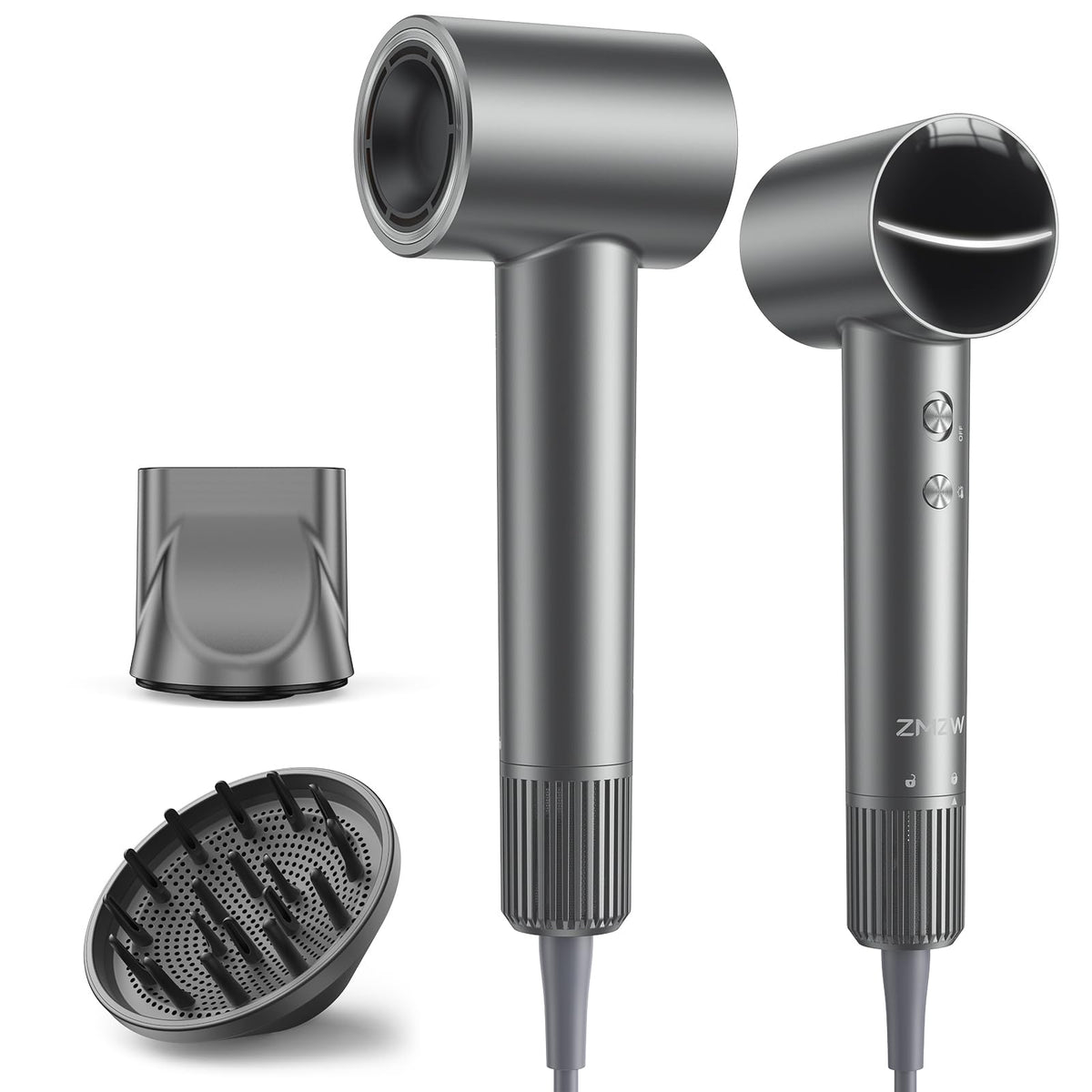 ZMZW hair dryer with 160,000 RPM motor enables rapid drying.