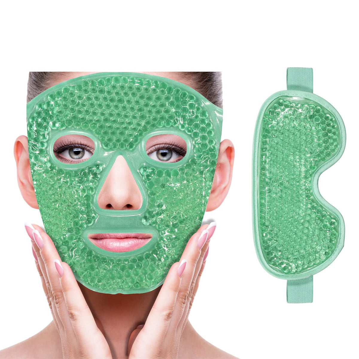 ZNÖCUETÖD cooling ice eye mask with dual temps for puffiness relief.