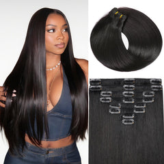 ZNXDJXE clip-in extensions 18-inch natural black for fuller look
