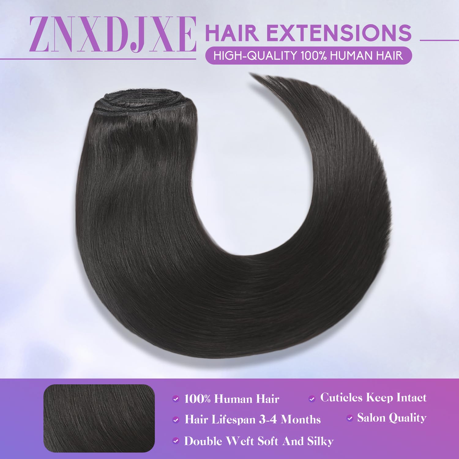 ZNXDJXE real Remy human hair close-up showing smooth texture