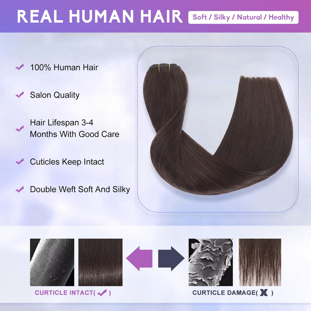 ZNXDJXE dark brown straight-hair on model demonstrating natural length and shine