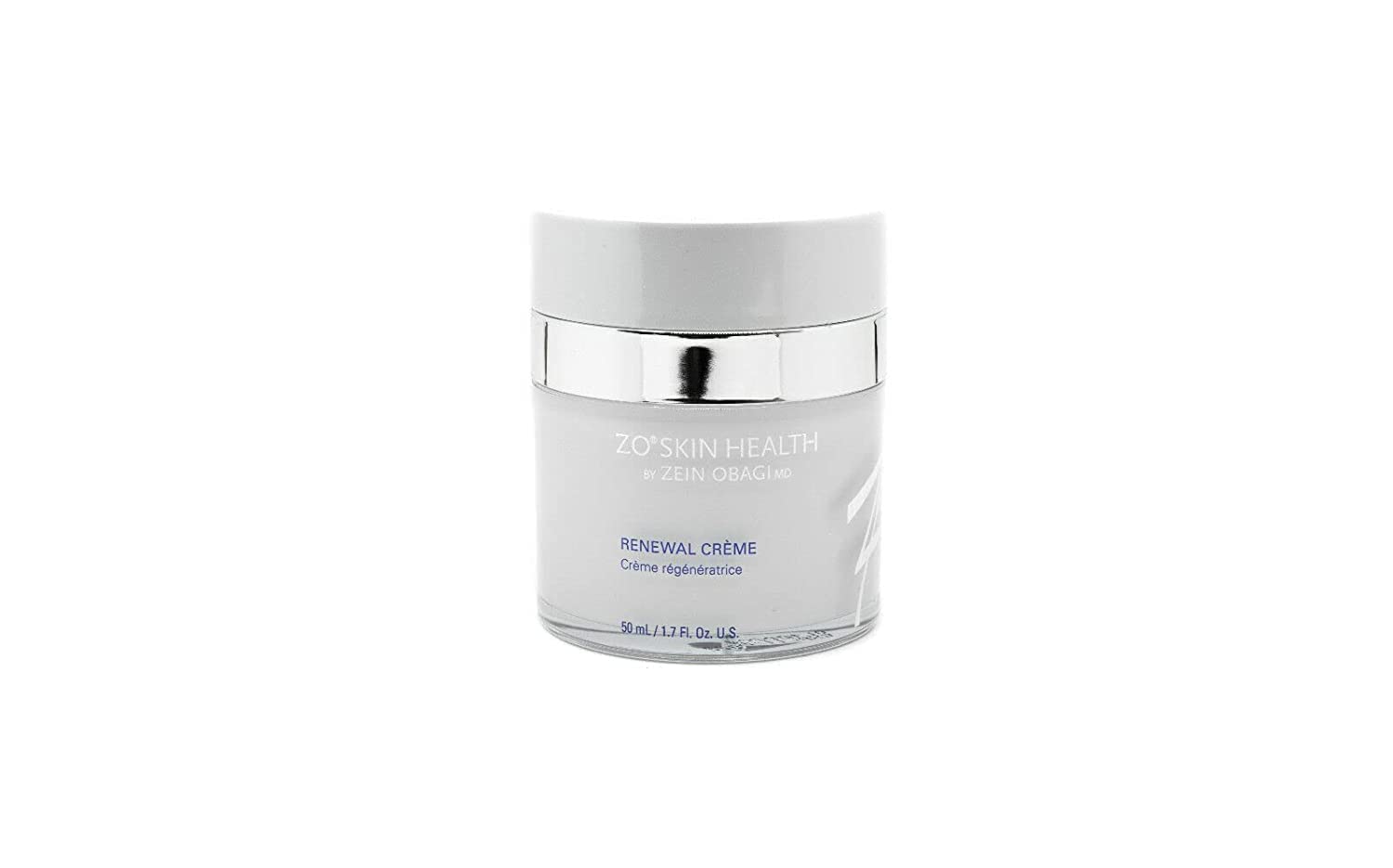 Zo Skin Health Daily Renewal Creme packaging with silver cap conveys premium skincare.