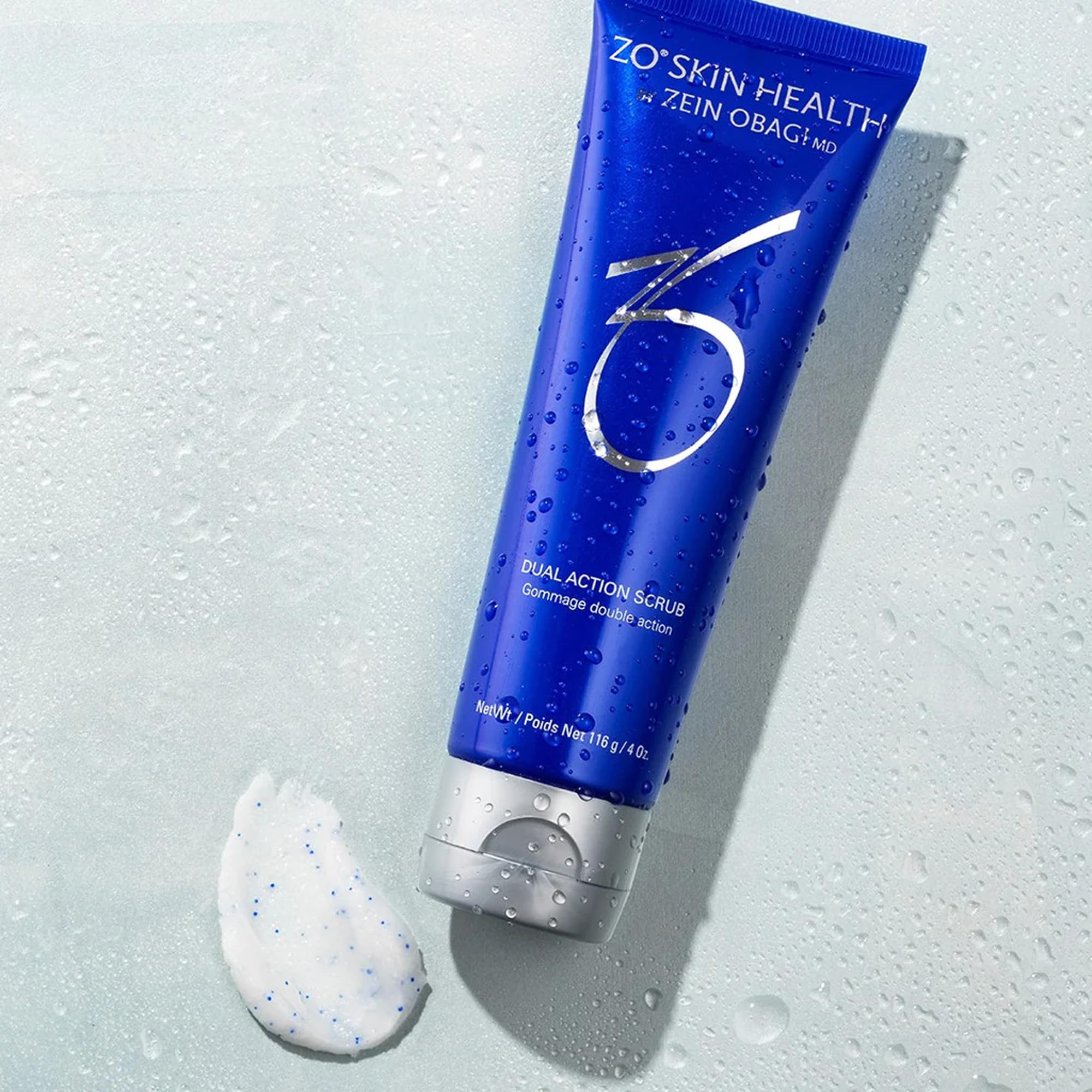 ZO SKIN HEALTH Dual Action Scrub applying on face demonstrates quick routine skincare moment.