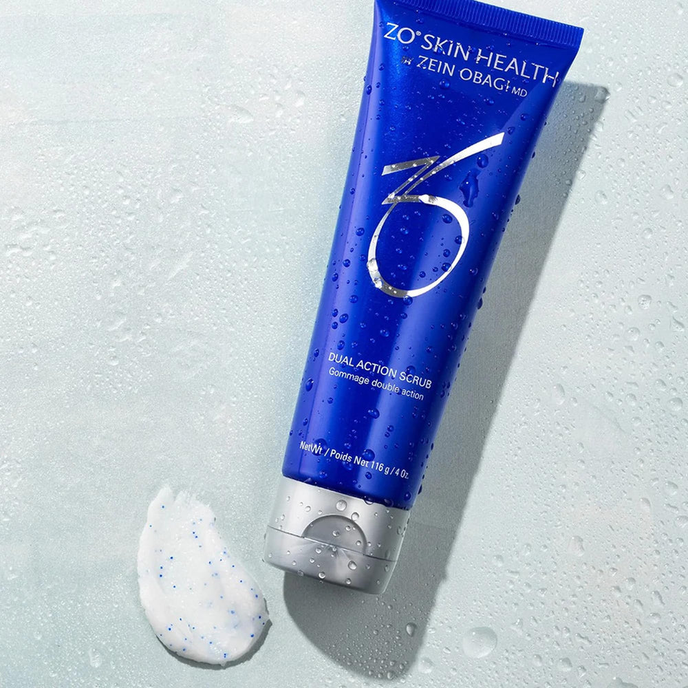 ZO SKIN HEALTH Dual Action Scrub applying on face demonstrates quick routine skincare moment.
