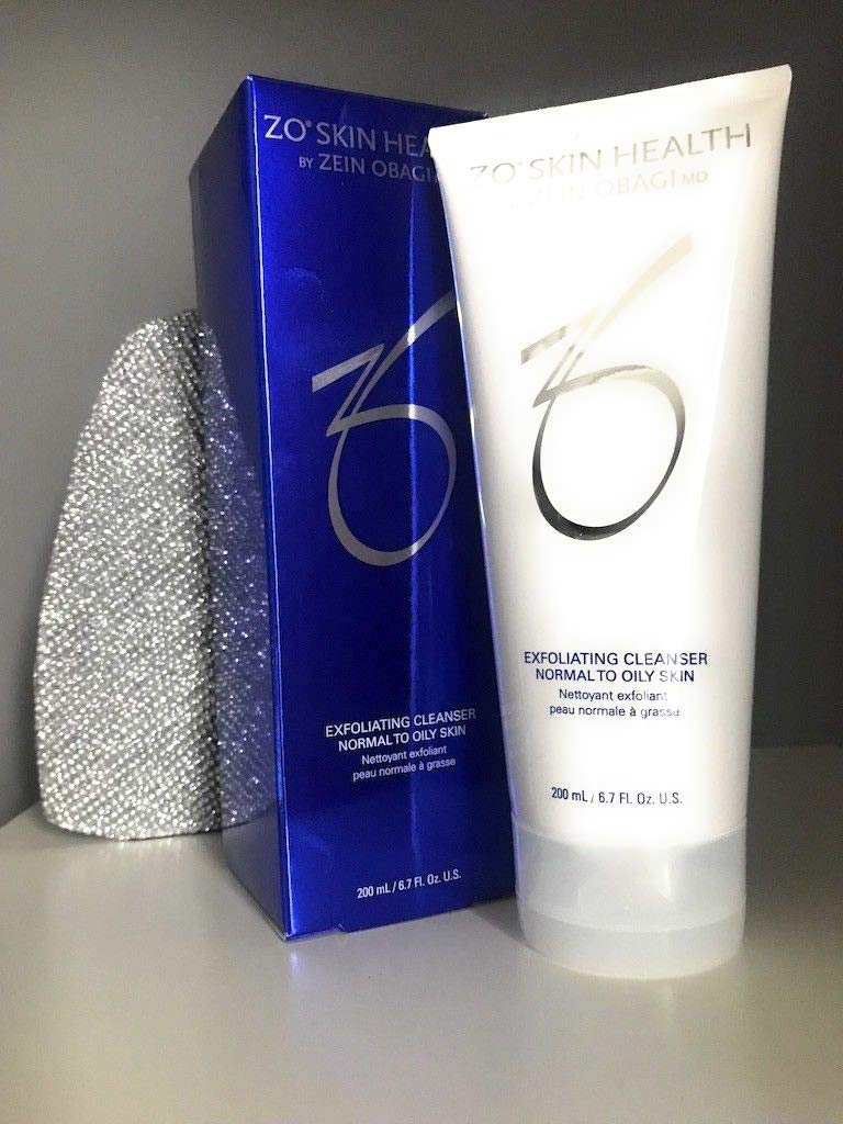 ZO SKIN HEALTH Exfoliating Cleanser bottle demonstrating oil control for smoother skin