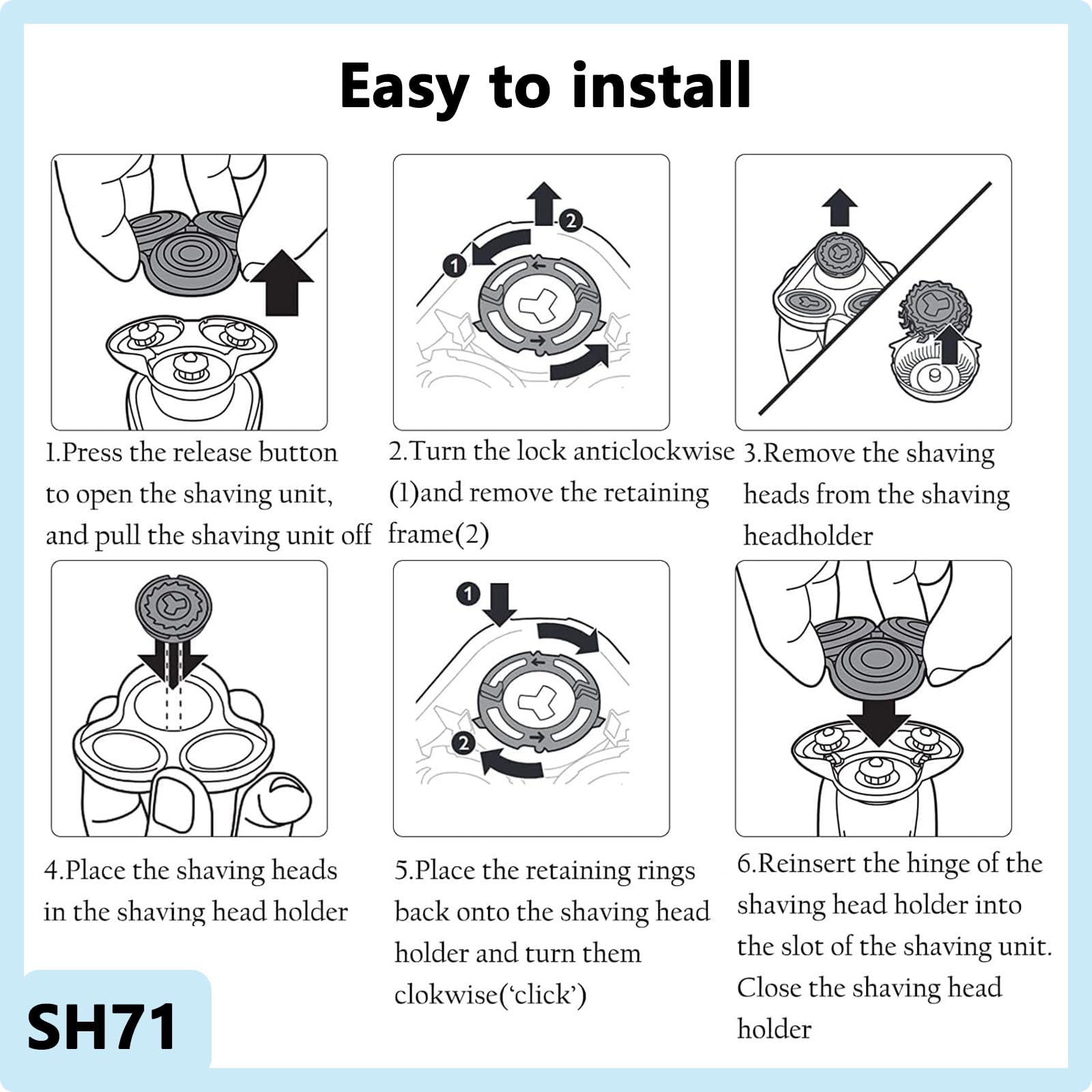 Zoasod SH71 kit includes three heads and brush for convenient maintenance.