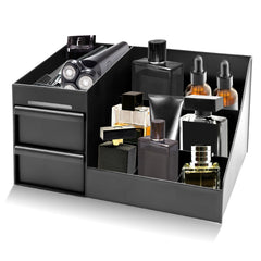 ZOCONE Cologne Organizer front view shows organized fragrance storage on a clean dresser.