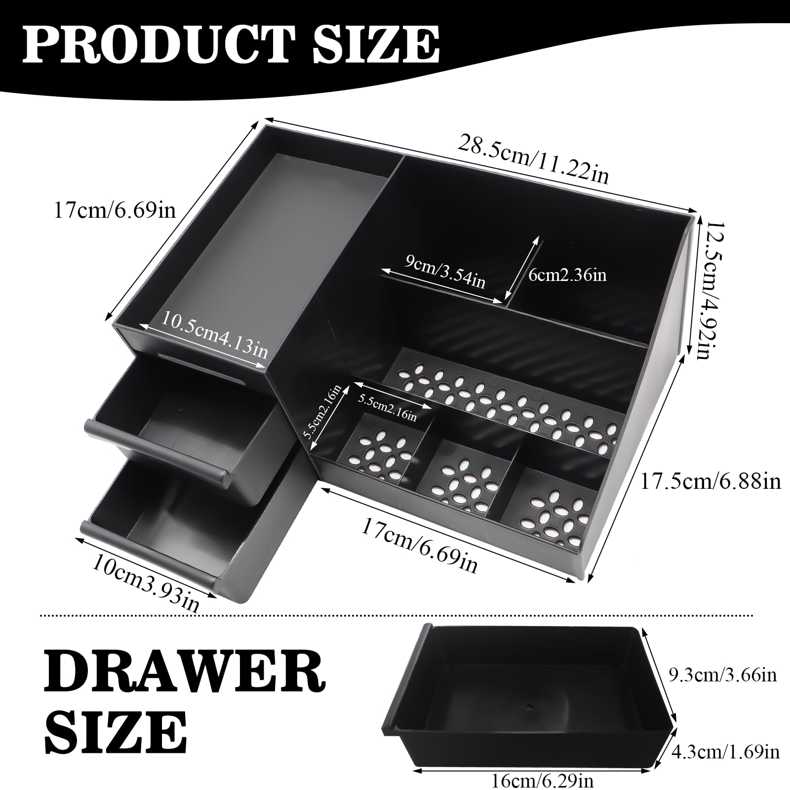 ZOCONE organizer drawer compartments showcase two drawers and seven compartments for tidy storage.