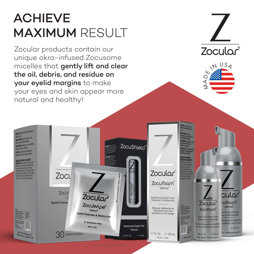 Zocular ZocuFoam dermatologist-tested formula for sensitive eyelids.