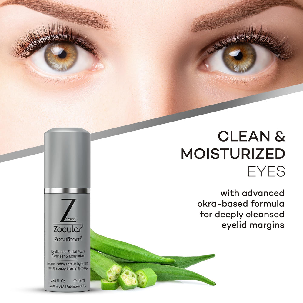 Zocular ZocuFoam ingredients highlight okra-based formula and natural botanicals.