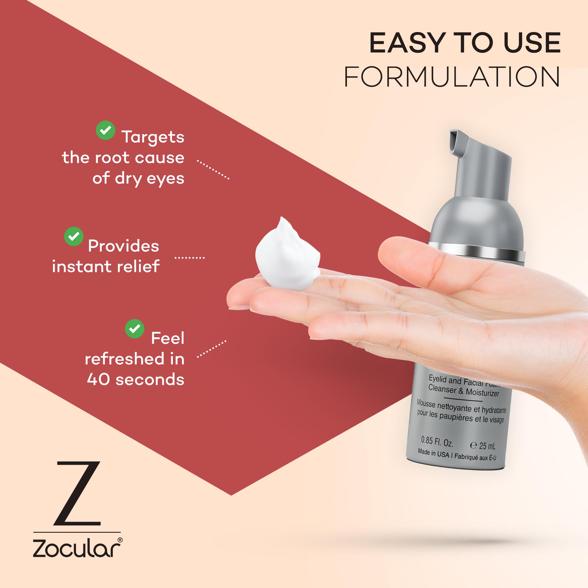 Zocular ZocuFoam packaging shown on shelf for easy purchase.