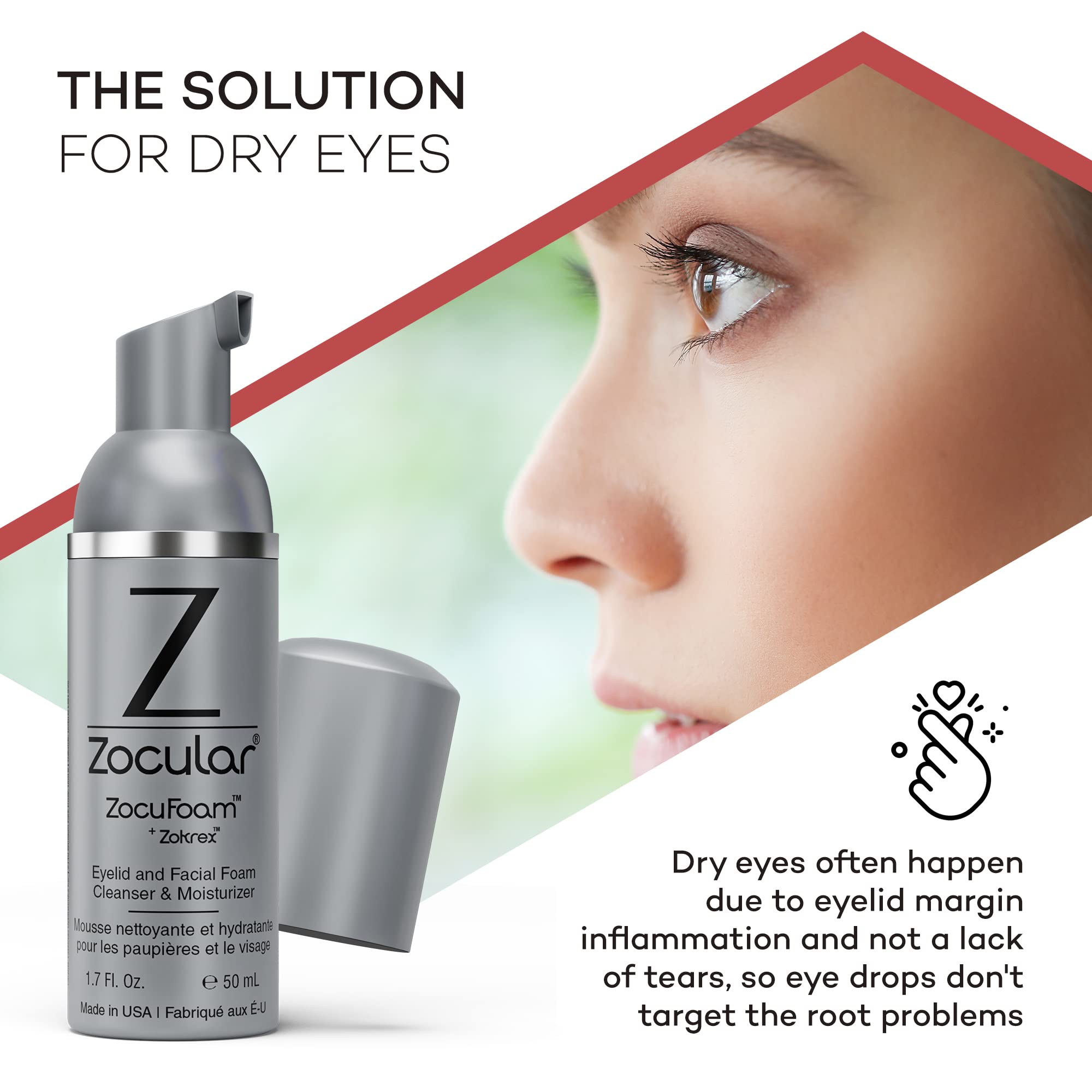 Ingredients include Zokrex okra-based formula and botanicals for gentle cleansing.