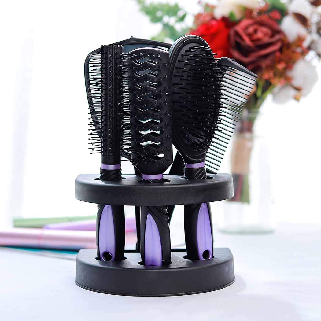 Zoestar 5Pcs Hair Brush Set purple full view, versatile grooming for all hair types
