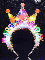 Zoestar light-up birthday crown headband front view glowing for festive party vibes.